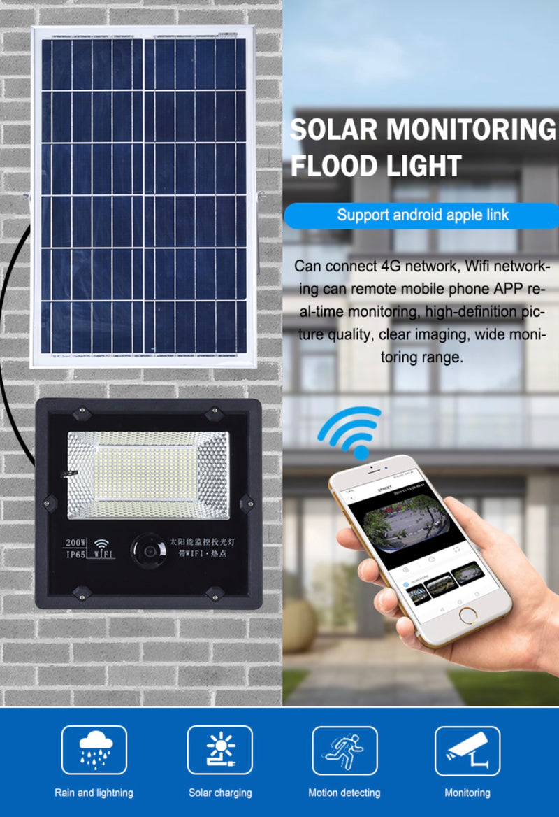 LED Solar floodlight with external Panel 200W