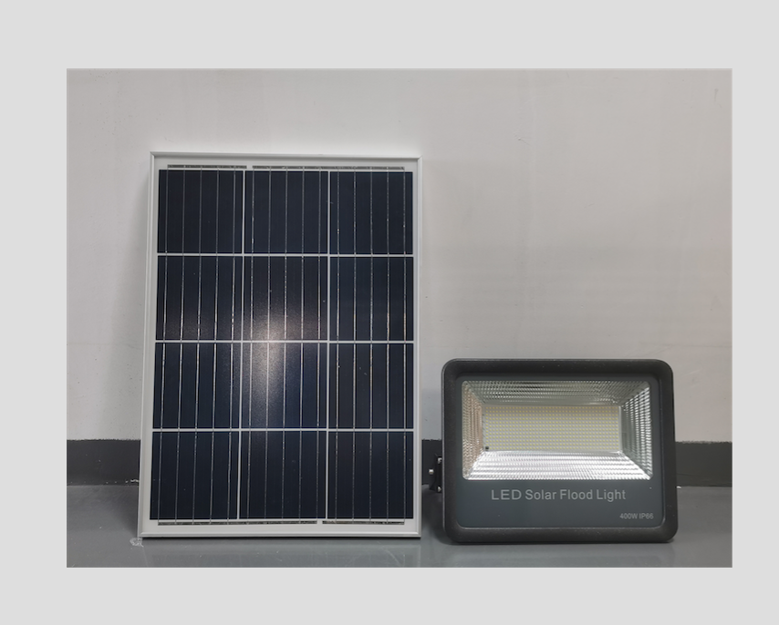 LED solar flood light with external solar panel and remote control circuit 400W