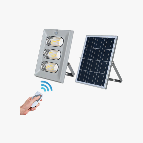 LED SOLAR FLOOD LIGHT WITH EXTERNAL SOLAR PANEL AND REMOTE CONTROL CIRCUIT 150W