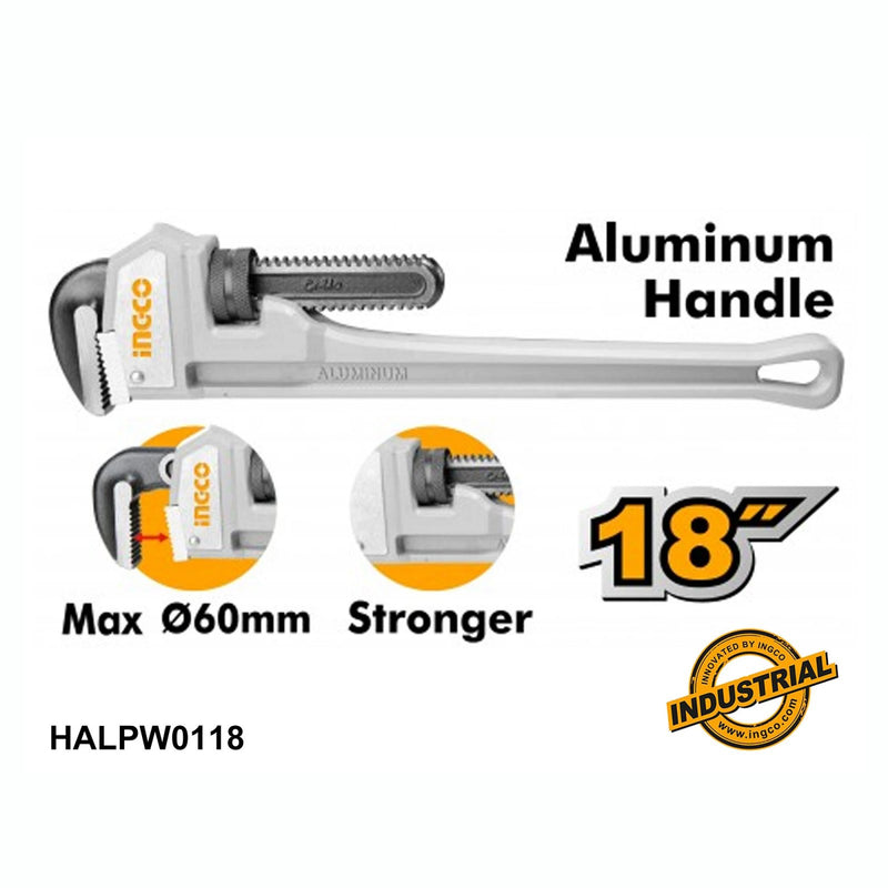 Ingco Aluminum Handle Pipe Wrench 18'' HALPW0118
