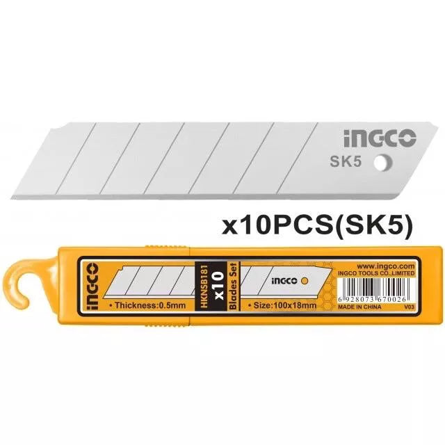 Ingco 10pcs 18mm knife blades set HKNSB112