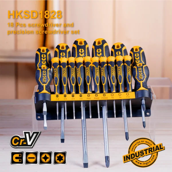 Ingco 18 Pcs screwdriver and precision screwdriver set HKSD1828