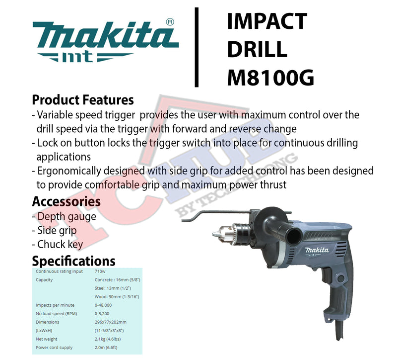 Makita 1/2" Hammer Drill Metal Head 710W
