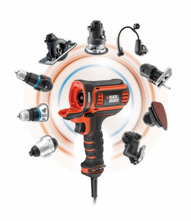 Black Decker Multievo MT350K Elektrisch multifunctioneel gereedschap, instapset, 300 W, zonder gereedschap wisselen van kop, 10 draaimomentniveaus, incl. koffer Black Decker Multievo MT350K Elektrisch multifunctioneel gereedschap, instapset, 300 W, zonder gereedschap wisselen van kop, 10 draaimomentniveaus, incl. koffer