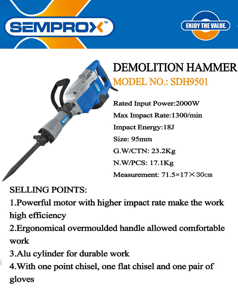 Semprox demolition hammer 95mm 1300w
