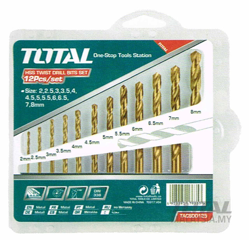 Total HSS twist drill bits set TACSD0125