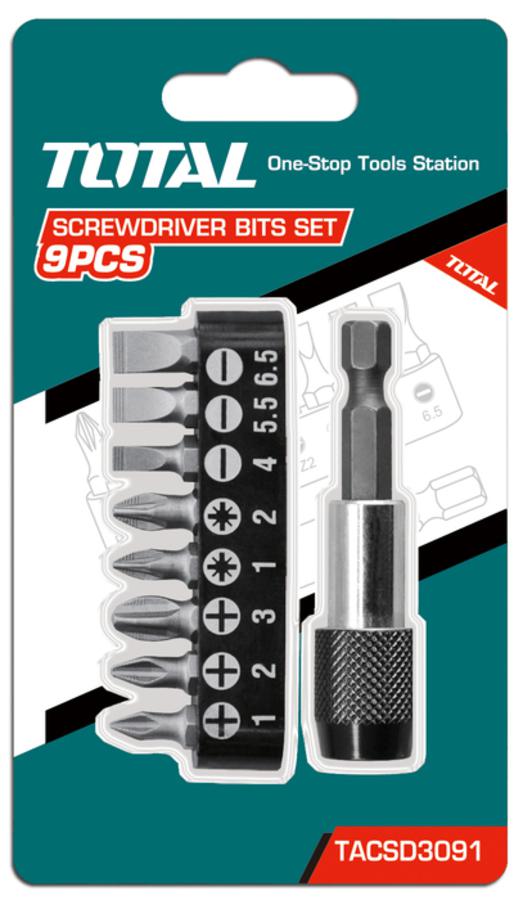 Total 9 pcs Screwdriver Bits Set TACSD3091