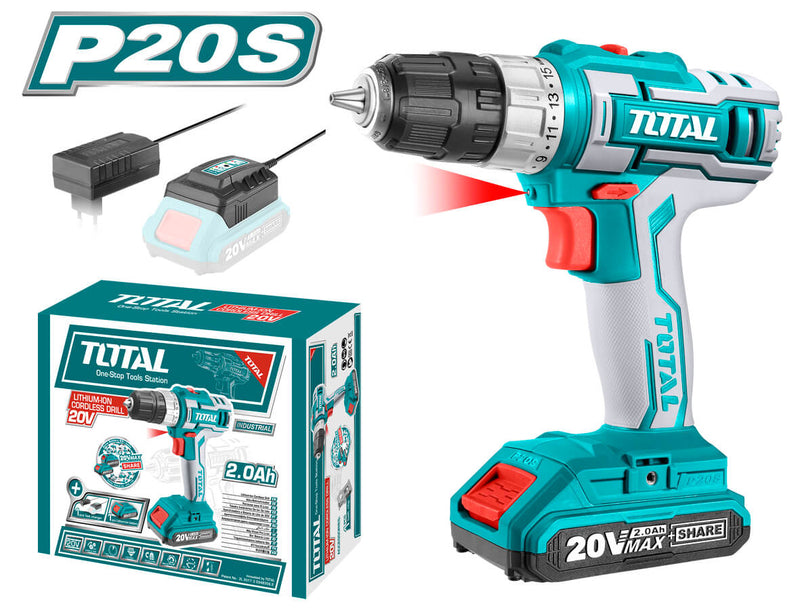 Total Lithium-Ion cordless drill 20V 10mm TDLI20024