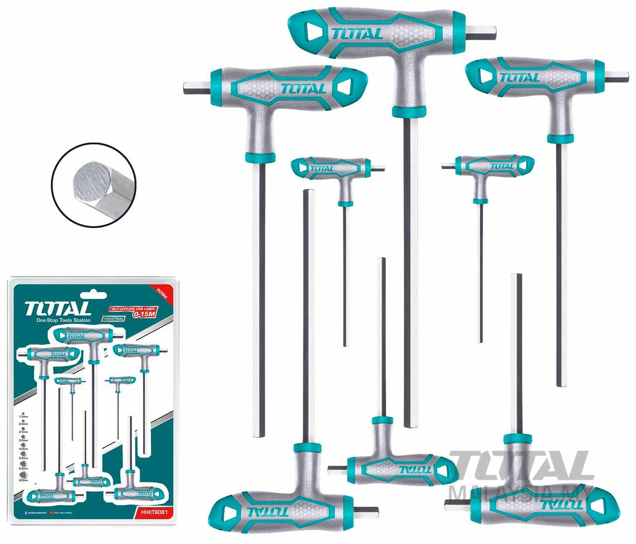 Total 8 Pcs T-handle hex wrench set THHW8081