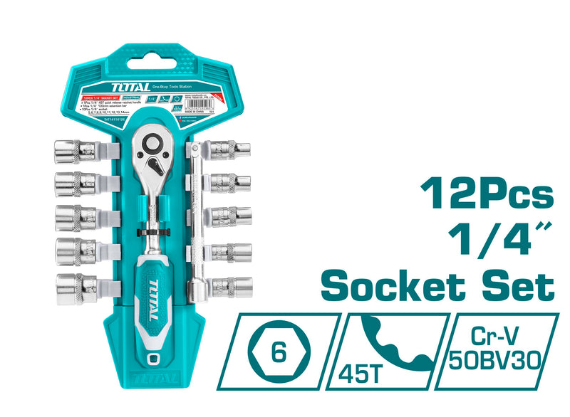 Total 12Pcs 1/4 socket set THT14114126