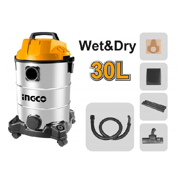 Ingco Vacuum cleaner Wet and Dry 30L VC13301