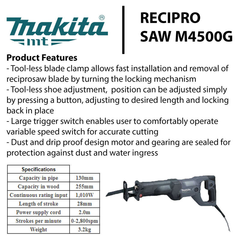 Makita 1010W 255mm Max / 130mm Pipe