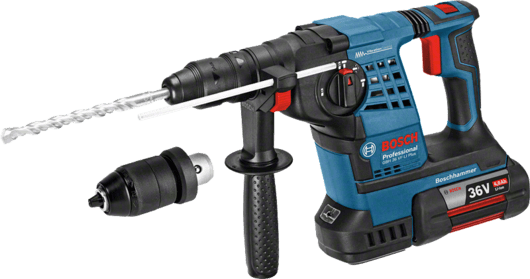 Bosch Cordless Rotary Hammer with SDS Plus, 30mm, 3-mode, 36.0V, Li-ion, GBH36VF-LI Plus Professional